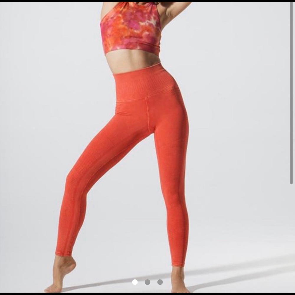 High waisted orange yoga leggings from Avomuse
